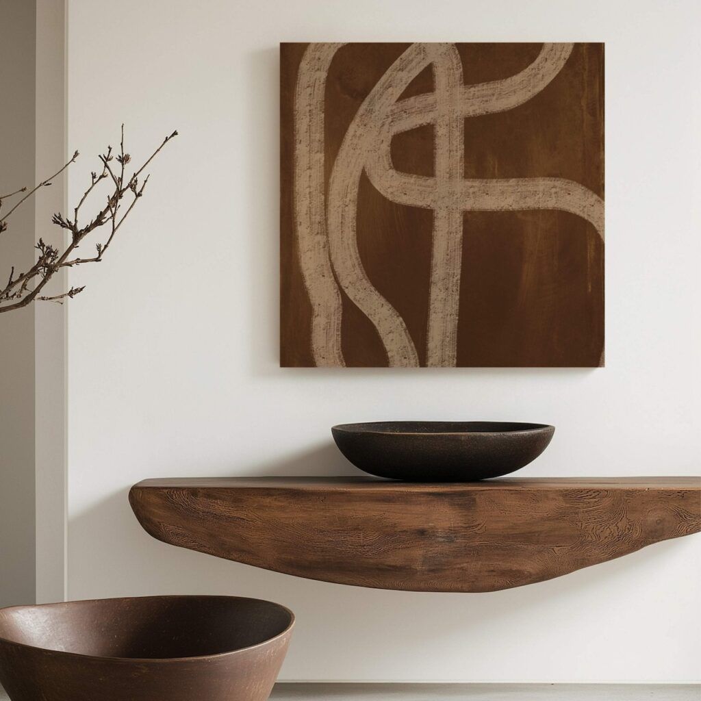 Cuadro Hygge en tonos tierra espresso y crema, decoración 2026
