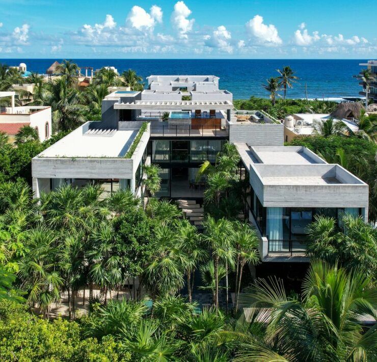 Casa Vihara entre la selva y el mar de Tulum, vista aérea
